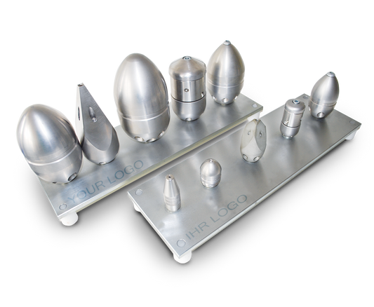 Displayständer für Rohrreinigungsdüsen.